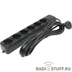 Exegate EX119395RUS Сетевой фильтр Exegate SP-6-5B (6 розеток, 5м, евровилка, черный)
