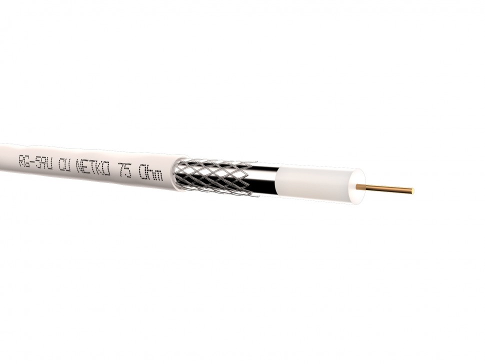 Кабель коаксиальный RG-59U, 75 Ом (CU, оплетка 32 нити AL), белый (100м) NETKO Optima