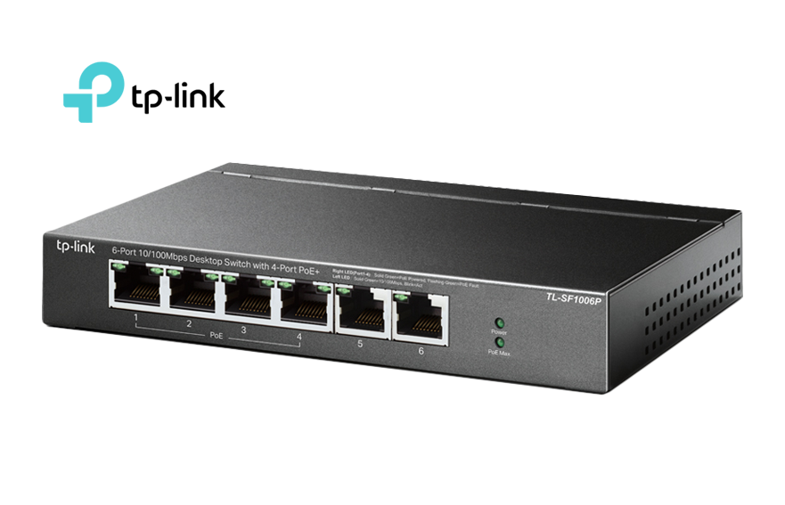 TP-Link TL-SF1006P 6-портовый 10/100 Мбит/с настольный коммутатор с 4 портами PoE+ SMB
