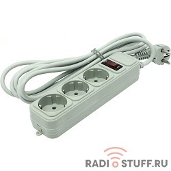 Exegate EX221180RUS Сетевой фильтр Exegate SP-3-3G (3 розетки, 3м, евровилка, серый)