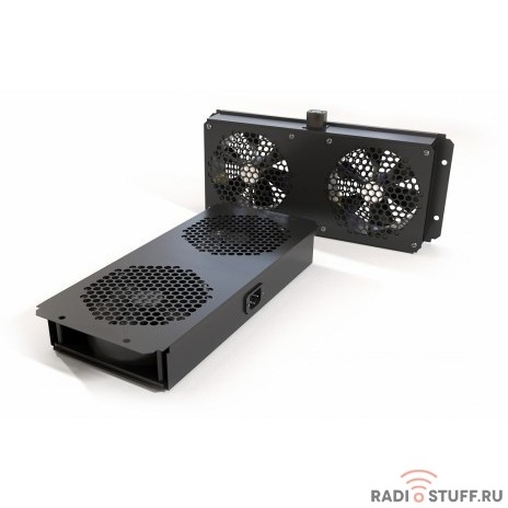 Hyperline TFAB-T2FR-RAL9004 Модуль вентиляторный потолочный с 2-мя вентиляторами для установки в шкафы серий TTC2, TTB и TWB, с подшипниками и крепежными элементами, без кабеля питания, цвет черный