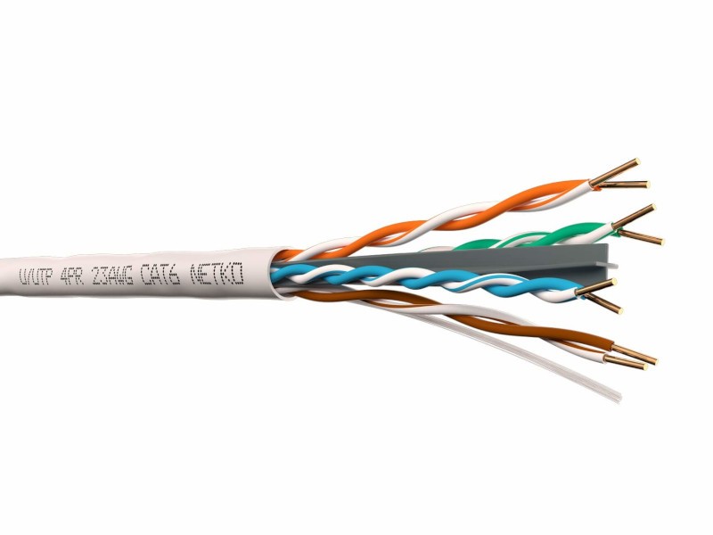 Кабель U/UTP4 cat.6, 4 пары 23 AWG BC, 305м, одножильный, неэкранированный, с крестовиной, 305м, серый, FLUKE TEST, NETKO Expert СКС