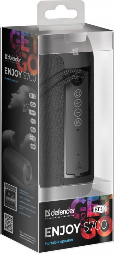 Акустическая система 1.0 ENJOY S700 BLACK BT/FM/TF/USB 65701 DEFENDER